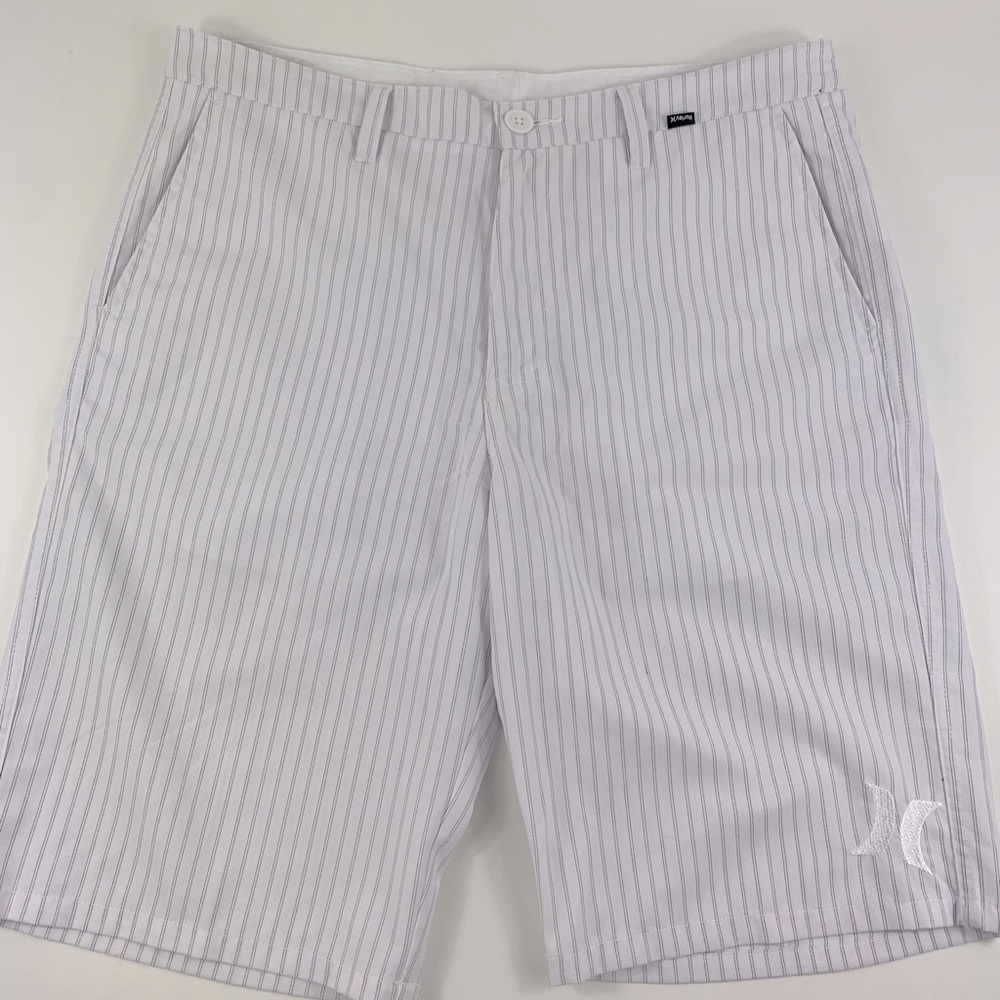 Hurley Striped Cotton Blend Bermuda Gray Shorts 34